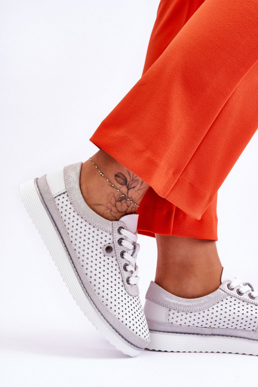 Zapatos calados Estilo sport Color blanco-plata Cantare