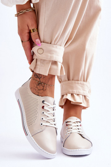 Zapatos casual con elementos calados color beige Ferone