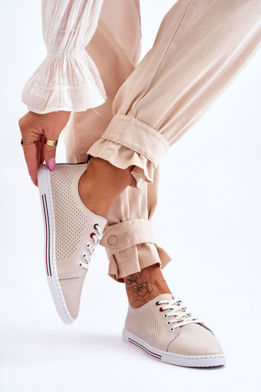 Zapatos casual con elementos calados color beige Ferone Zapatos casual con elementos calados color beige Ferone