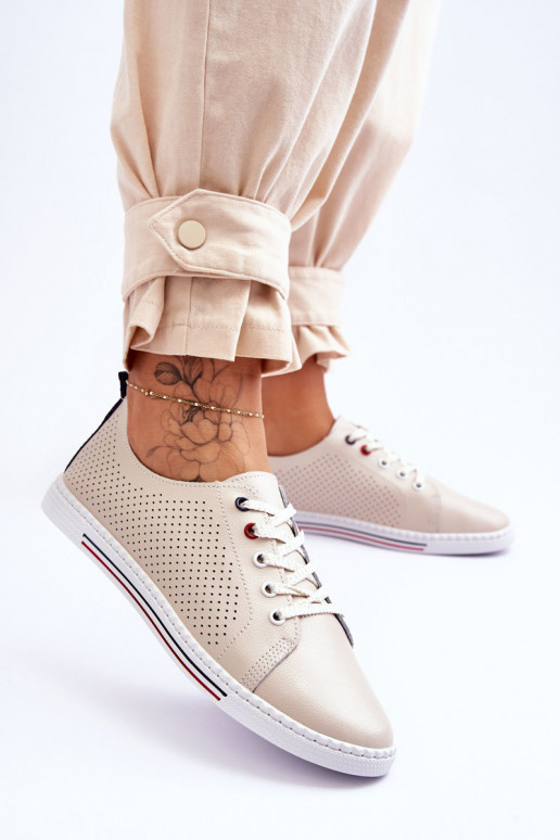 Zapatos casual con elementos calados color beige Ferone Zapatos casual con elementos calados color beige Ferone