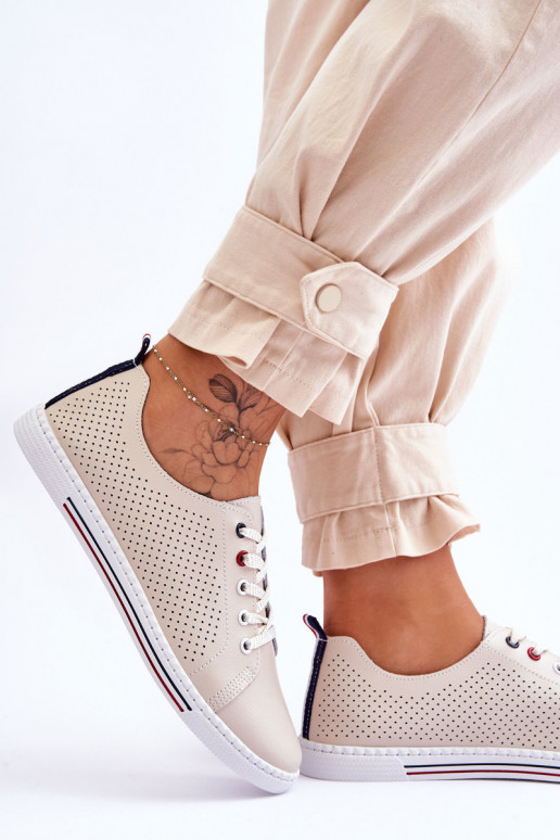 Zapatos casual con elementos calados color beige Ferone Zapatos casual con elementos calados color beige Ferone