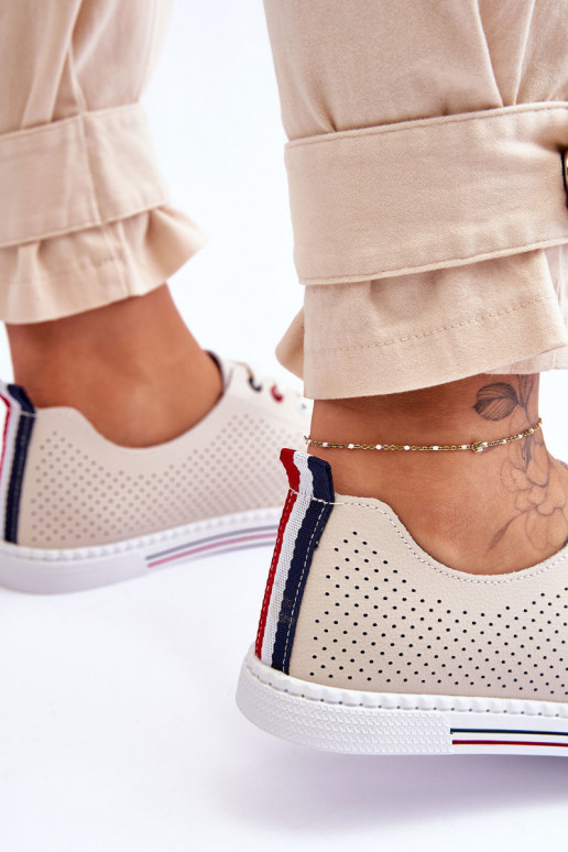 Zapatos casual con elementos calados color beige Ferone Zapatos casual con elementos calados color beige Ferone