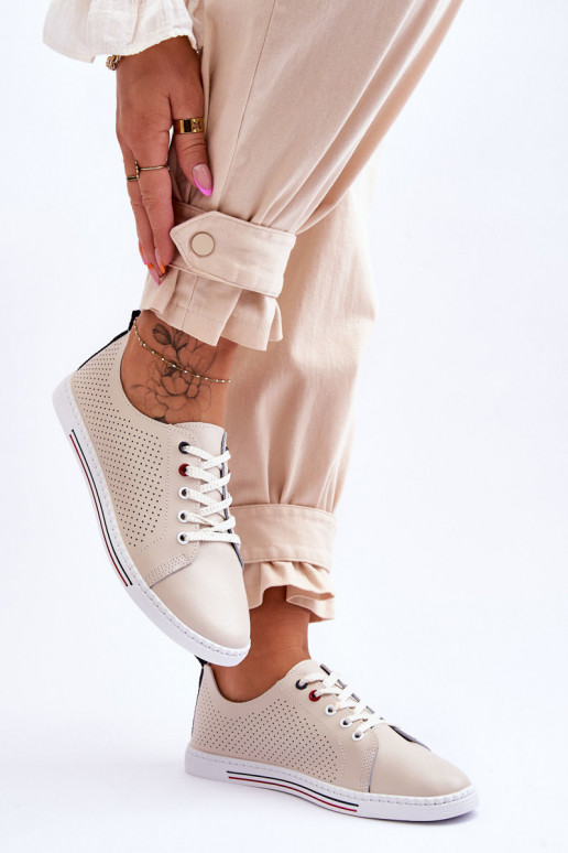Zapatos casual con elementos calados color beige Ferone Zapatos casual con elementos calados color beige Ferone
