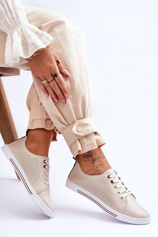 Zapatos casual con elementos calados color beige Ferone Zapatos casual con elementos calados color beige Ferone