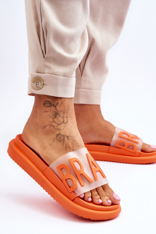 Chanclas con plataforma en color naranja Brave