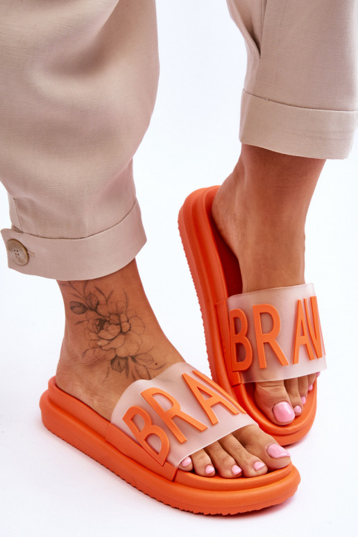 Chanclas con plataforma en color naranja Brave