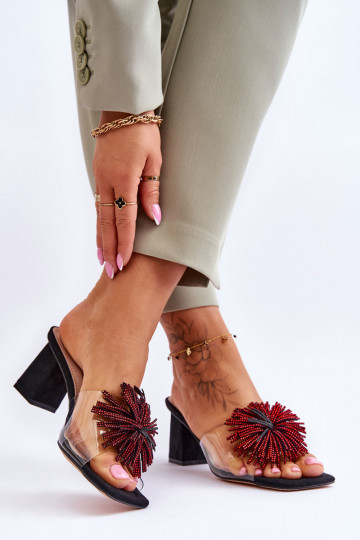 Pantuflas transparentes con tacón S.Barski KV-AP658-1 color negro 2