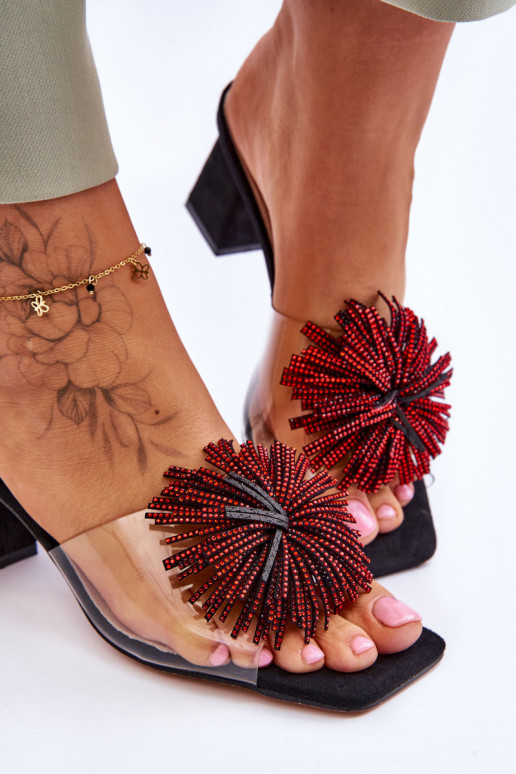 Pantuflas transparentes con tacón S.Barski KV-AP658-1 color negro Pantuflas transparentes con tacón S.Barski KV-AP658-1 color negro