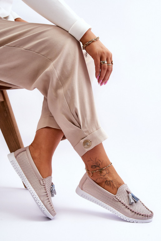 con elementos calados Mocasines tono rosa claro Lanzarot