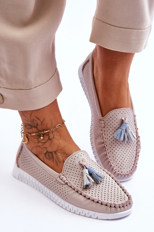 con elementos calados Mocasines tono rosa claro Lanzarot