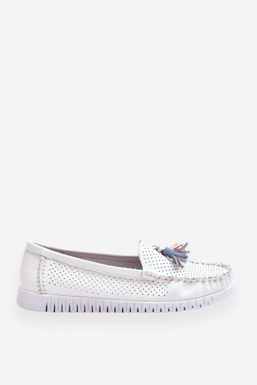 Mocasines con elementos calados en color blanco Lanzarot 2