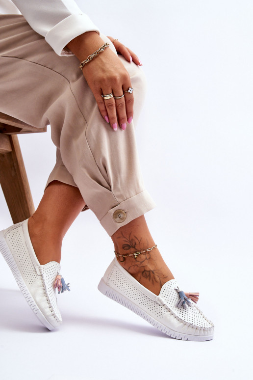 Mocasines con elementos calados en color blanco Lanzarot