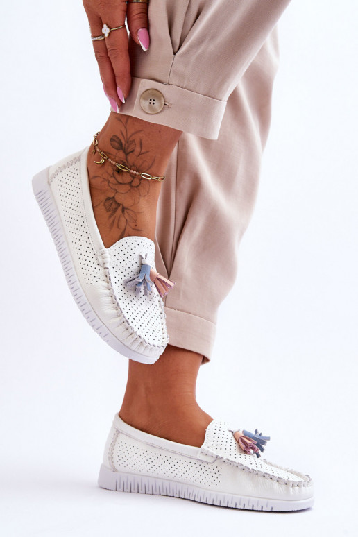 Mocasines con elementos calados en color blanco Lanzarot