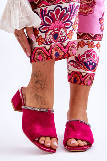 zapatillas de ante con tacón S.Barski KV-612-2 color rosa