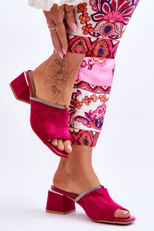 zapatillas de ante con tacón S.Barski KV-612-2 color rosa