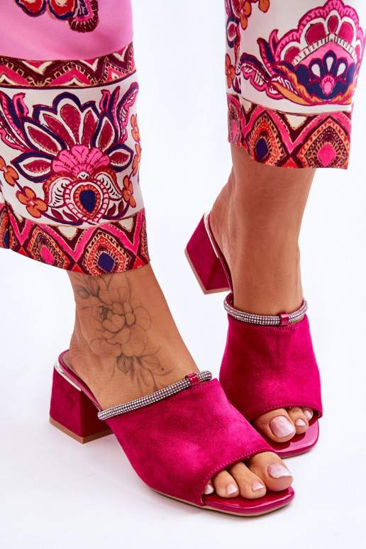 zapatillas de ante con tacón S.Barski KV-612-2 color rosa