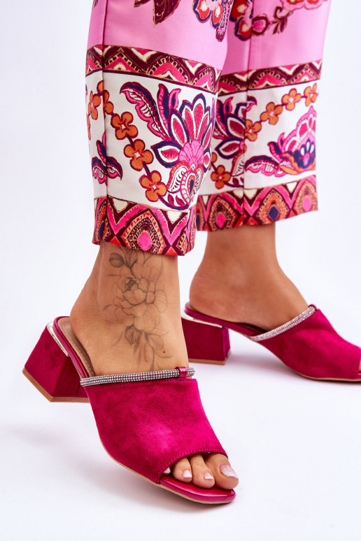 zapatillas de ante con tacón S.Barski KV-612-2 color rosa