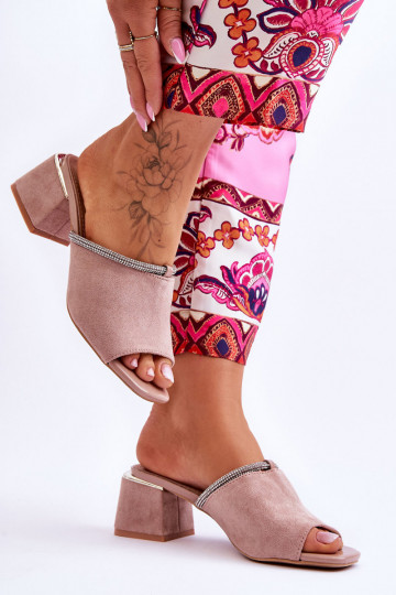 zapatillas de ante con tacón S.Barski KV-612-2 color beige 2