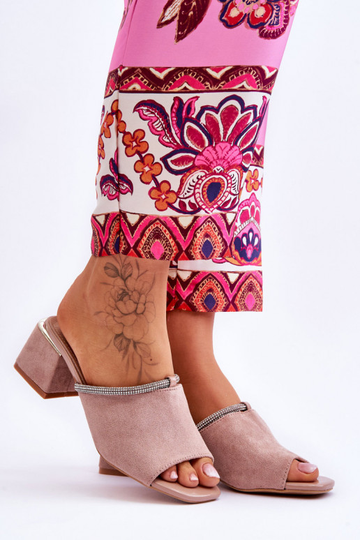 zapatillas de ante con tacón S.Barski KV-612-2 color beige zapatillas de ante con tacón S.Barski KV-612-2 color beige