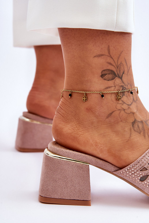 Zapatillas con tacón con malla S.Barski KV-612-1 Nude Zapatillas con tacón con malla S.Barski KV-612-1 Nude