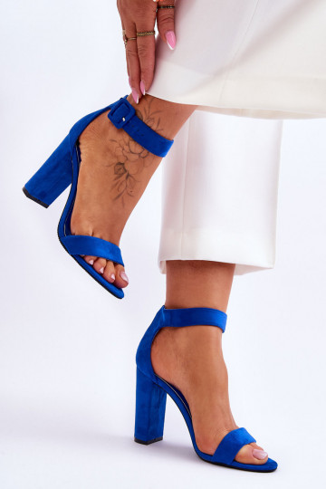 Sandalias tacón Jacqueline de ante azul 2
