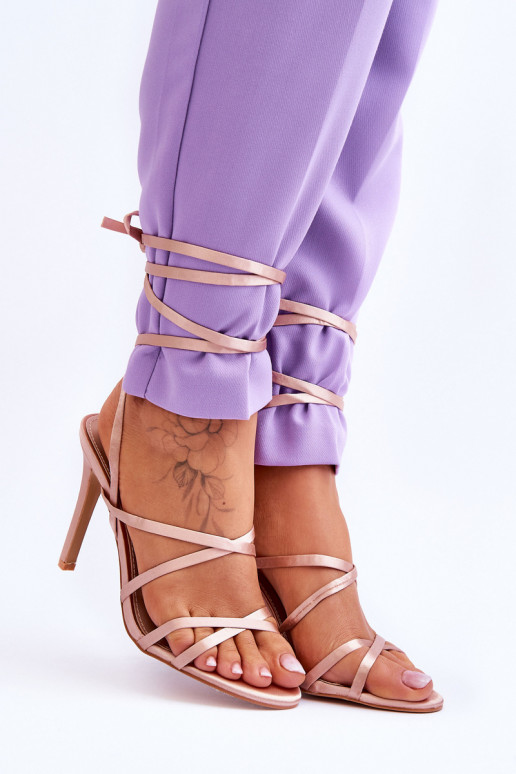Sandalias mujer tacón beige Meya