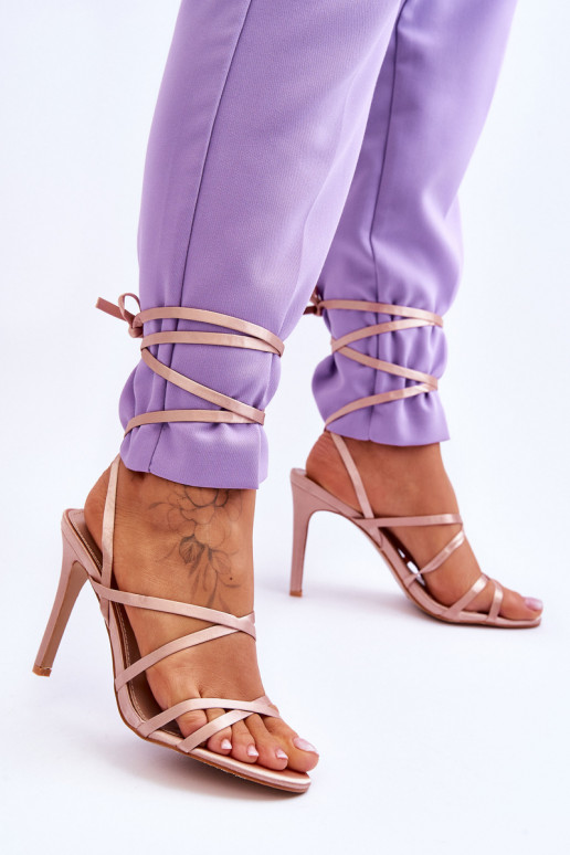 Sandalias mujer tacón beige Meya