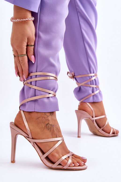 Sandalias mujer tacón beige Meya