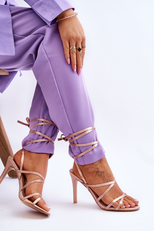 Sandalias mujer tacón beige Meya