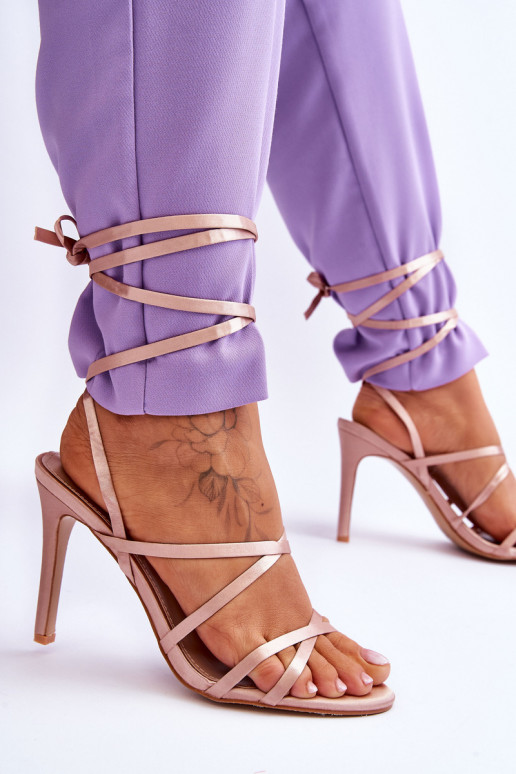 Sandalias mujer tacón beige Meya