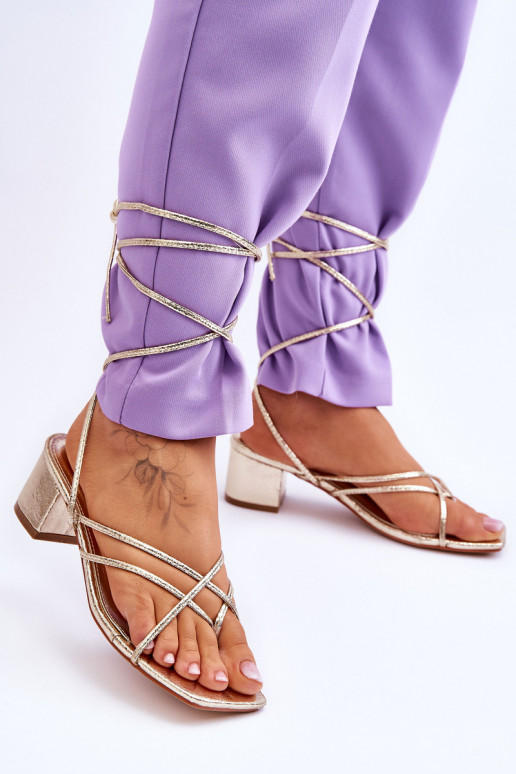Zapatos de tacón con tiras en color dorado Secret Love
