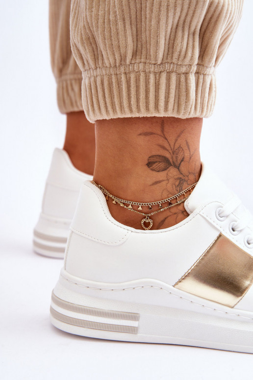 Deportivas modelo clásico Color blanco-oro Sígueme Deportivas modelo clásico Color blanco-oro Sígueme