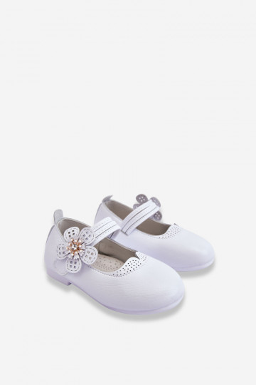 Bailarinas infantiles con flor en color blanco Cobi 2
