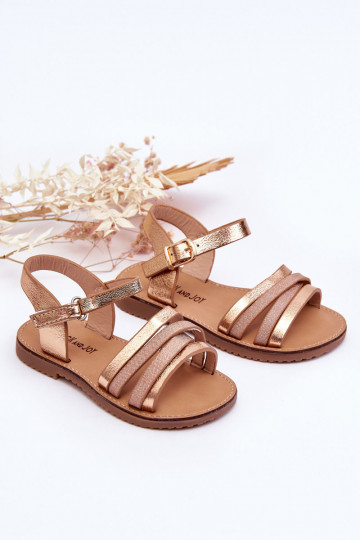 Sandalias para niños con tiras color oro rosa Isla