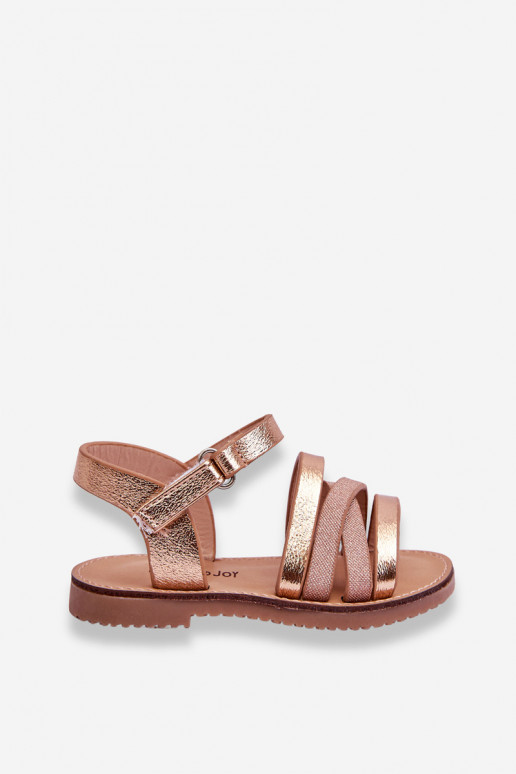 Sandalias para niños con tiras color oro rosa Isla