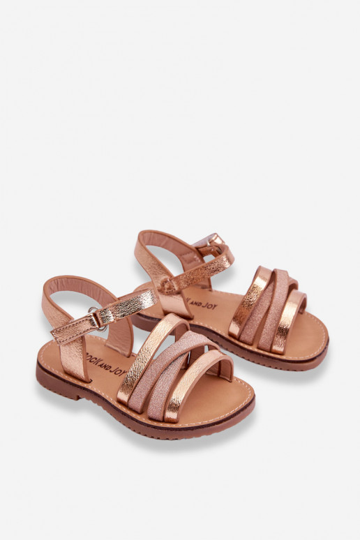 Sandalias para niños con tiras color oro rosa Isla