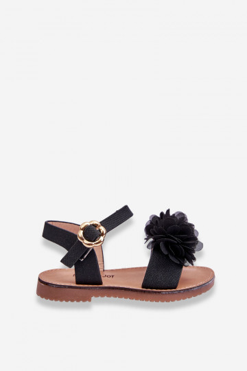 Sandalias para niños con flores en color negro Poly 2