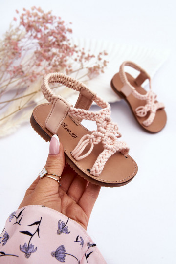 Sandalias infantiles trenzadas Tracy rosa