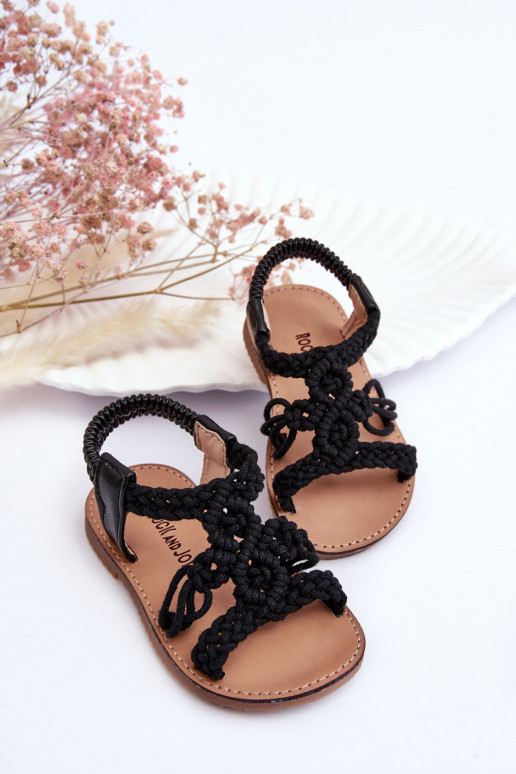 Sandalias infantiles trenzadas en color negro Tracy