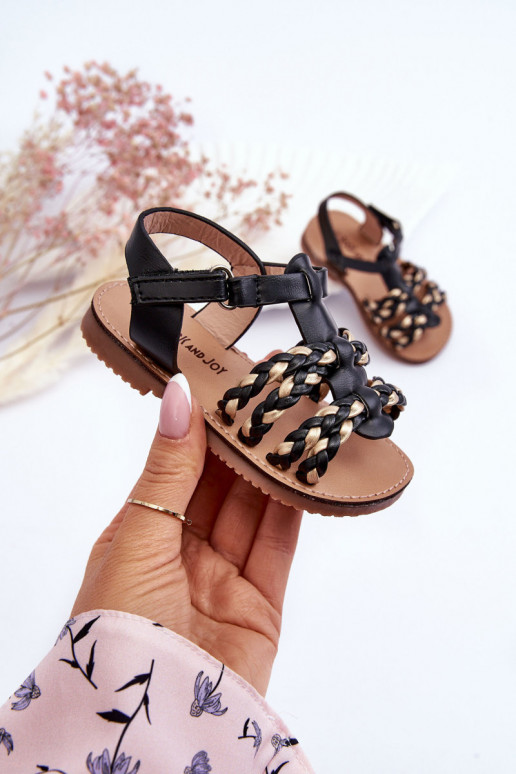 Sandalias infantiles con tiras en color negro Sammy