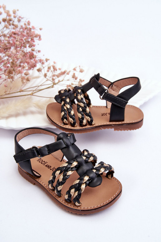 Sandalias infantiles con tiras en color negro Sammy