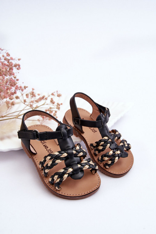 Sandalias infantiles con tiras en color negro Sammy