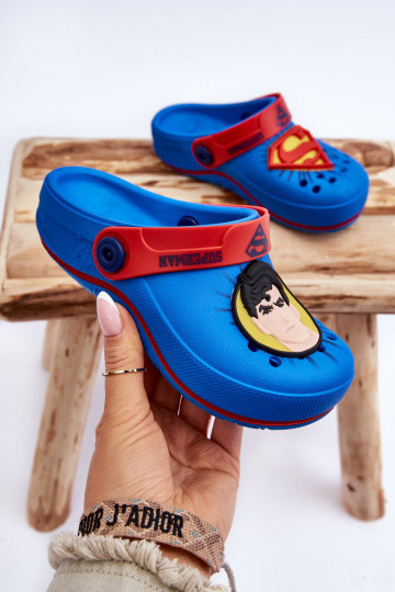 Pantuflas infantiles estilo crocs Superman Grendene Kids JJ385004 azul
