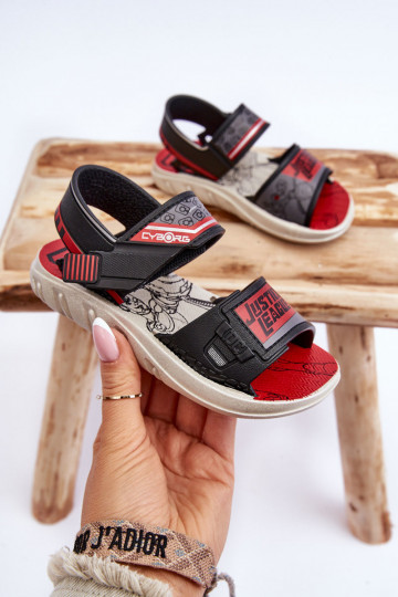 Sandalias infantiles Grendene Kids JJ385011 Negro y rojo