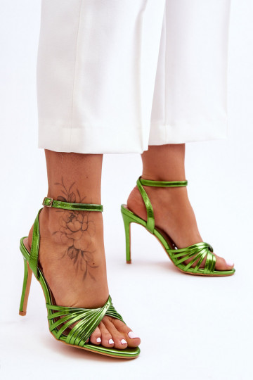 Sandalias de mujer con tacón fino color verde My Darling