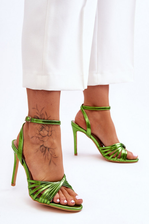 Sandalias de mujer con tacón fino color verde My Darling