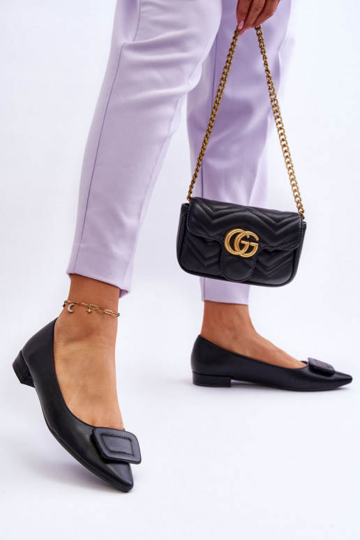 Bailarinas modelo clásico con adornos en color negro Rivea