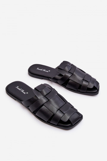 Pantuflas con rayas en color negro Reyna 2