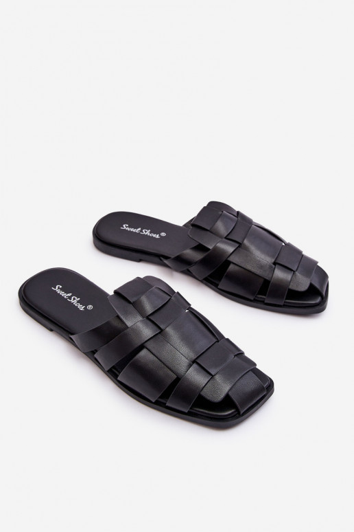 Pantuflas con rayas en color negro Reyna