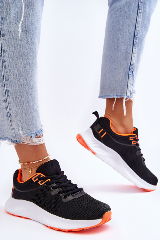 Deportivas con cordones estilo clásico Darla negra y naranja